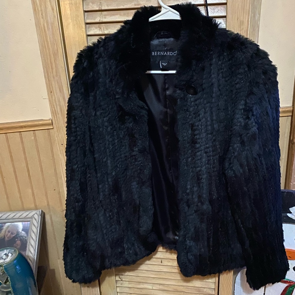 Women’s black rabbit fur jacket